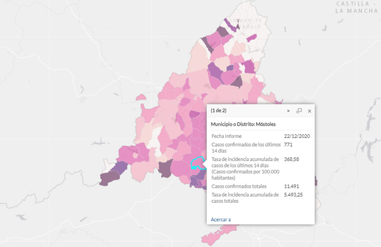 Se disparan los nuevos contagios en Móstoles con 771 nuevos positivos confirmados