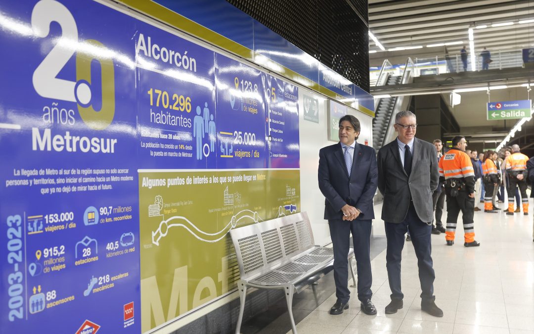La Comunidad de Madrid celebra el 20º aniversario de Metrosur con un homenaje a los cinco municipios por los que circula