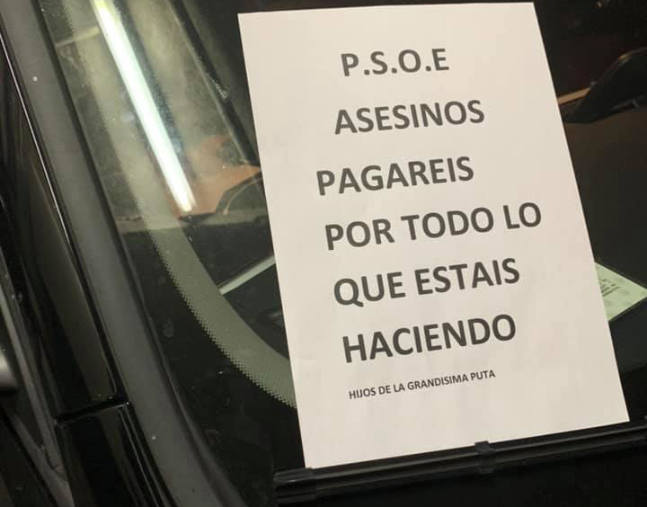 Denuncian insultos y amenazas contra miembros del PSOE