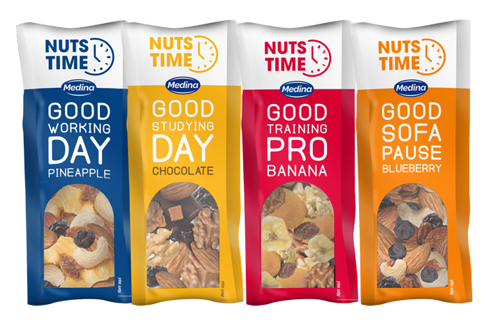 Nueva imagen de Nuts Time, el snack de Frutos Secos Medina