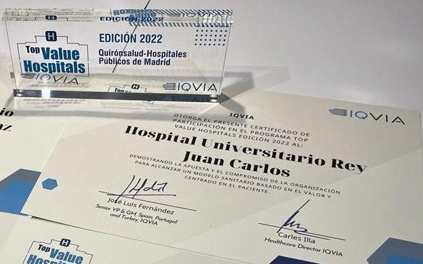 El Hospital Universitario Rey Juan Carlos, galardonado en los Premios Top Value por su excelencia y apuesta por una atención basada en el valor